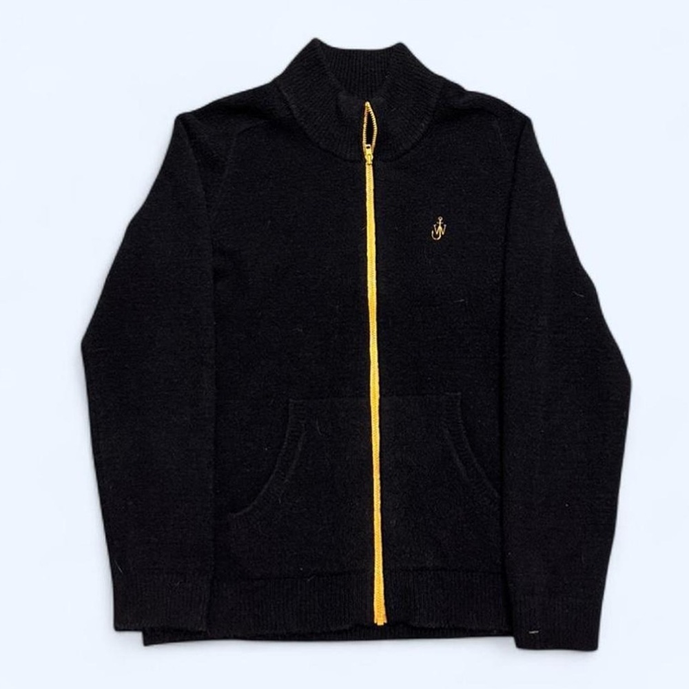 JW ANDERSON Black Sweater with Yellow Zip